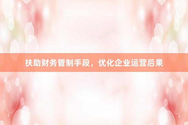 扶助财务管制手段，优化企业运营后果